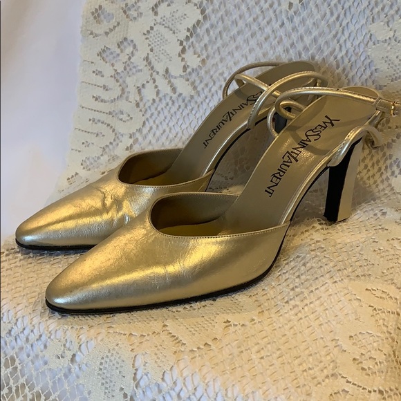 Yves Saint Laurent gold strap pump - Picture 2 of 5